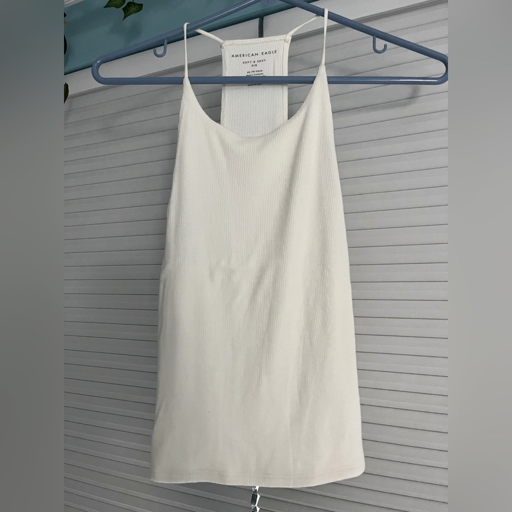 American Eagle White Racerback Tank Top